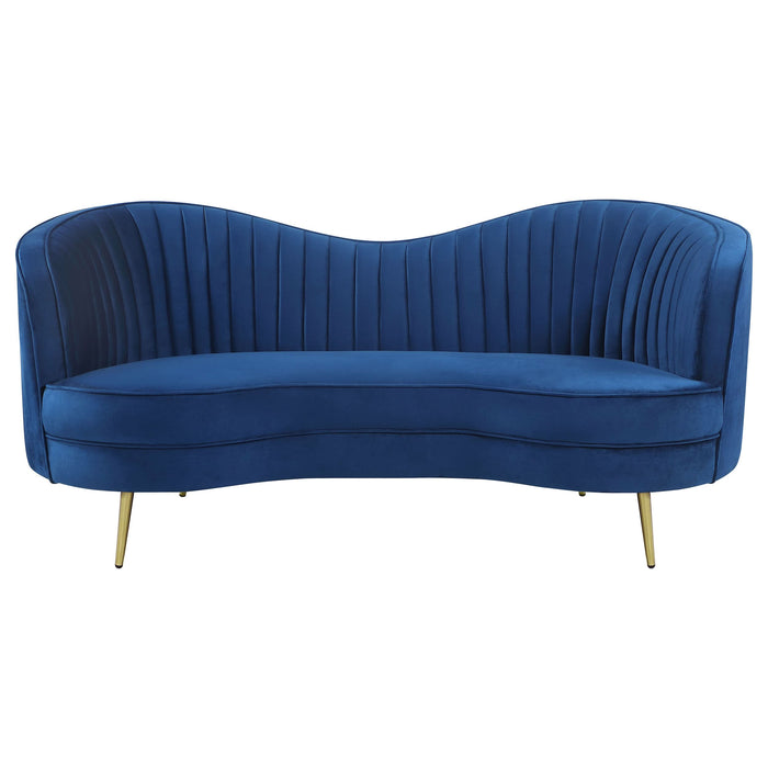 Sophia 2-piece Upholstered Channel Tufted Sofa Set Blue