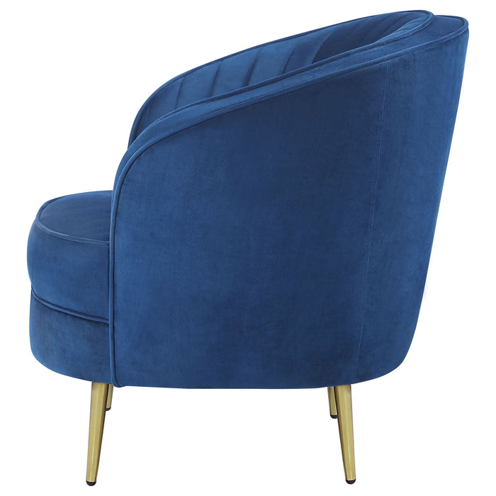 Sophia Upholstered Channel Tufted Barrel Accent Chair Blue