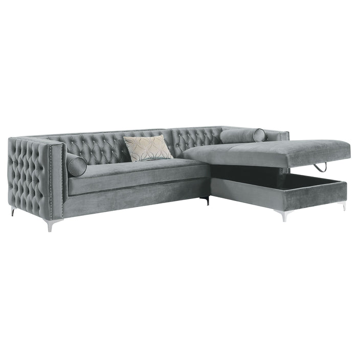 Bellaire Upholstered Storage Chaise Sectional Sofa Grey - Walo Furniture 