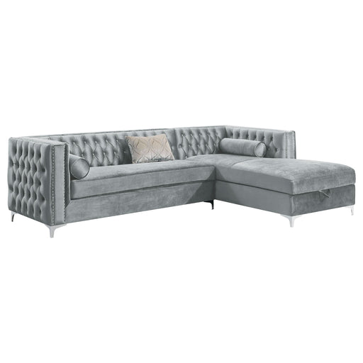 Bellaire Upholstered Storage Chaise Sectional Sofa Grey - Walo Furniture 