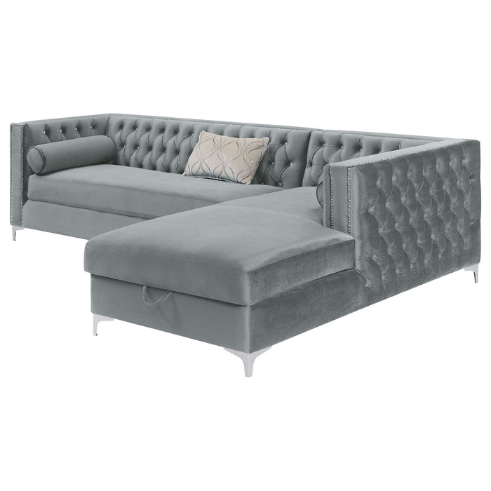 Bellaire Upholstered Storage Chaise Sectional Sofa Grey - Walo Furniture 