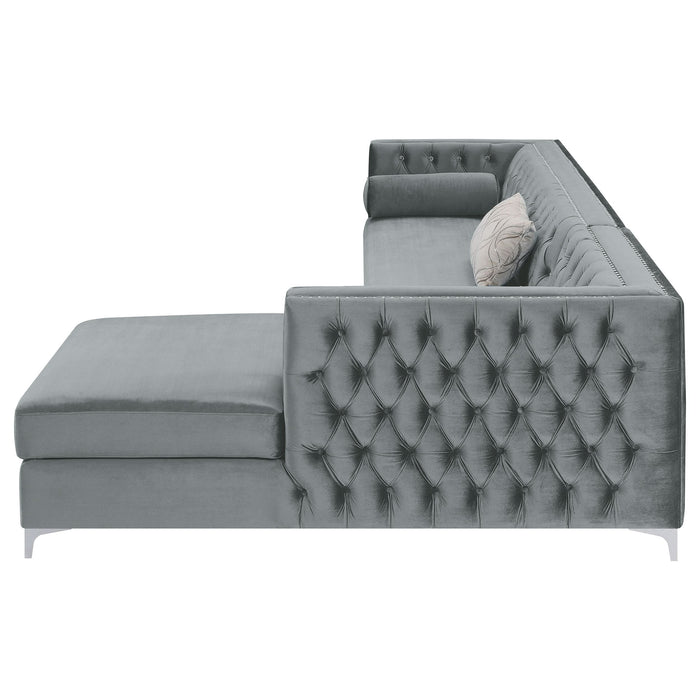 Bellaire Upholstered Storage Chaise Sectional Sofa Grey - Walo Furniture 