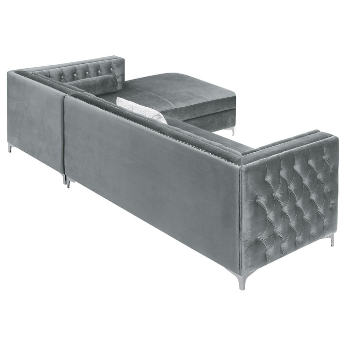 Bellaire Upholstered Storage Chaise Sectional Sofa Grey - Walo Furniture 