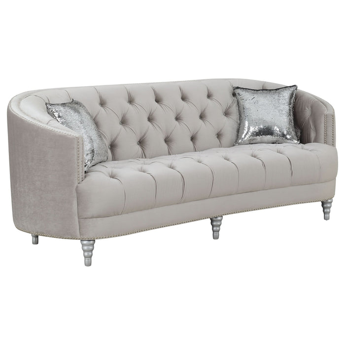 Avonlea Upholstered Sloped Arm Sofa Grey Velvet - Walo Furniture 