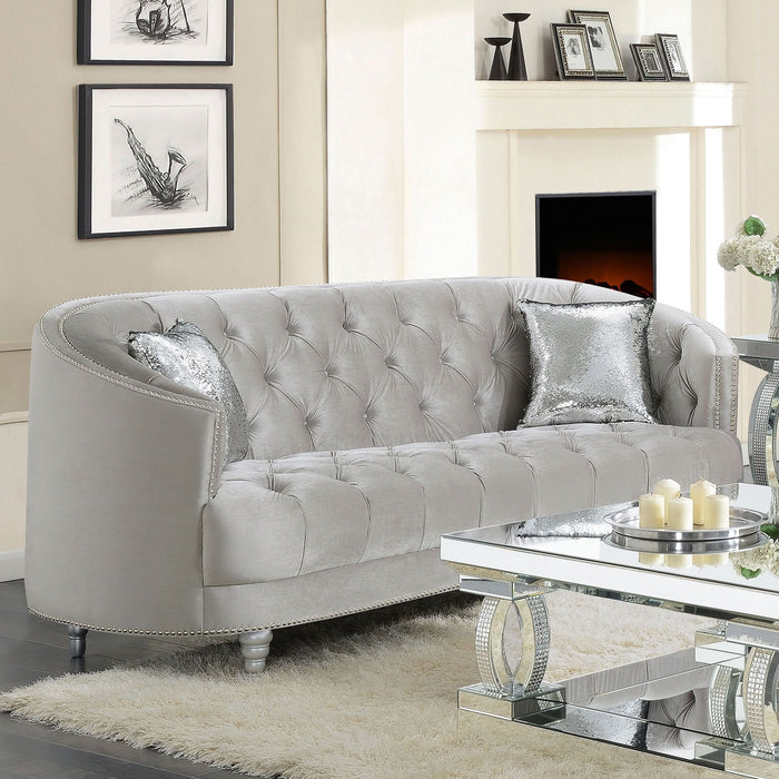 Avonlea Upholstered Sloped Arm Sofa Grey Velvet - Walo Furniture 