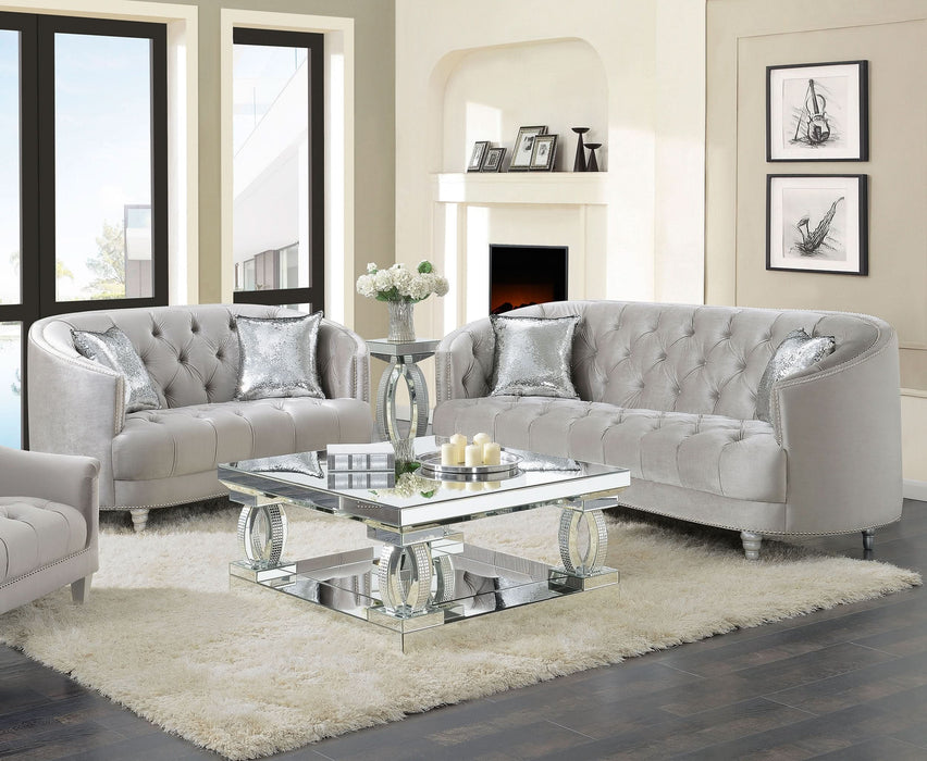 Avonlea 2-piece Upholstered Sloped Arm Sofa Set Grey Velvet - Walo Furniture 