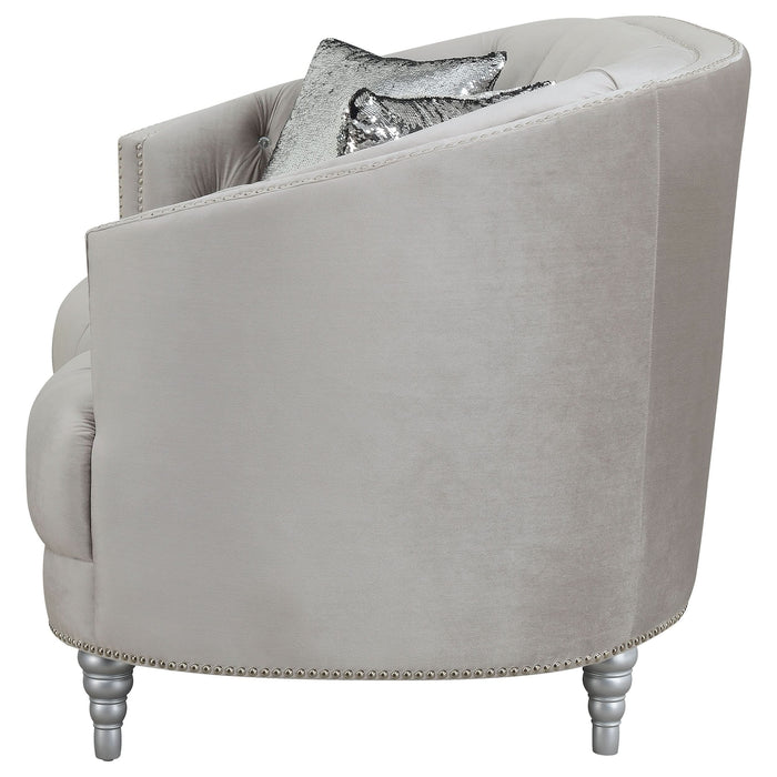 Avonlea Upholstered Sloped Arm Loveseat Grey Velvet - Walo Furniture 