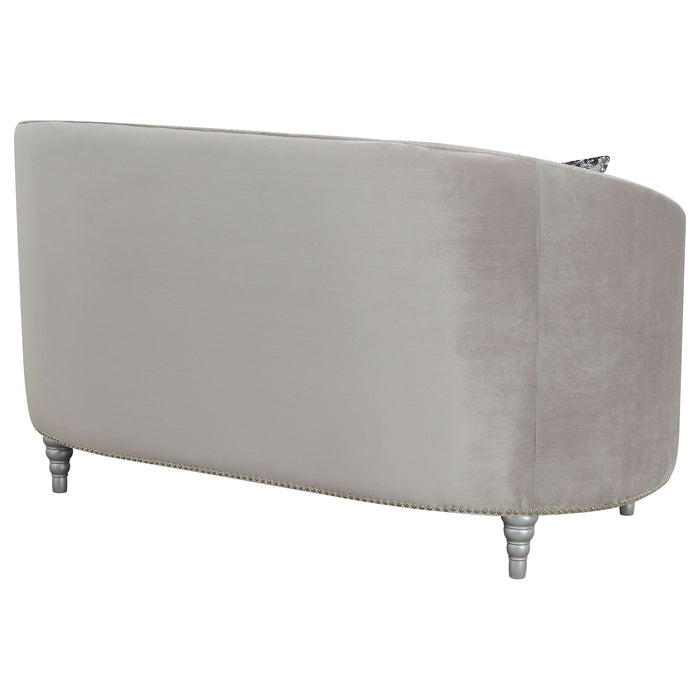 Avonlea Upholstered Sloped Arm Loveseat Grey Velvet - Walo Furniture 