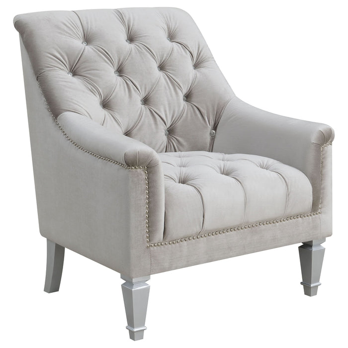 Avonlea Velvet Upholstered Sloped Arm Chair Grey Velvet - Walo Furniture 