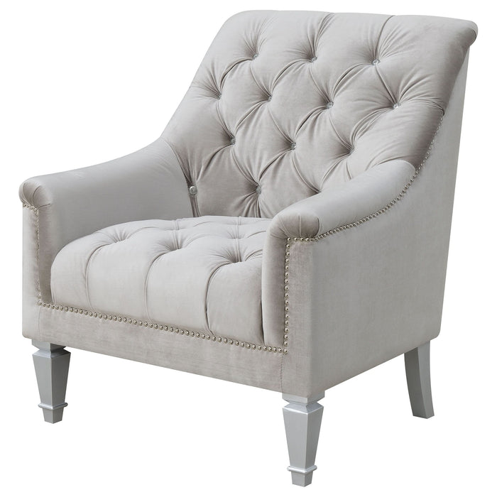 Avonlea Velvet Upholstered Sloped Arm Chair Grey Velvet - Walo Furniture 