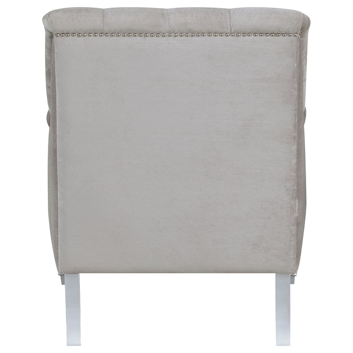 Avonlea Velvet Upholstered Sloped Arm Chair Grey Velvet - Walo Furniture 