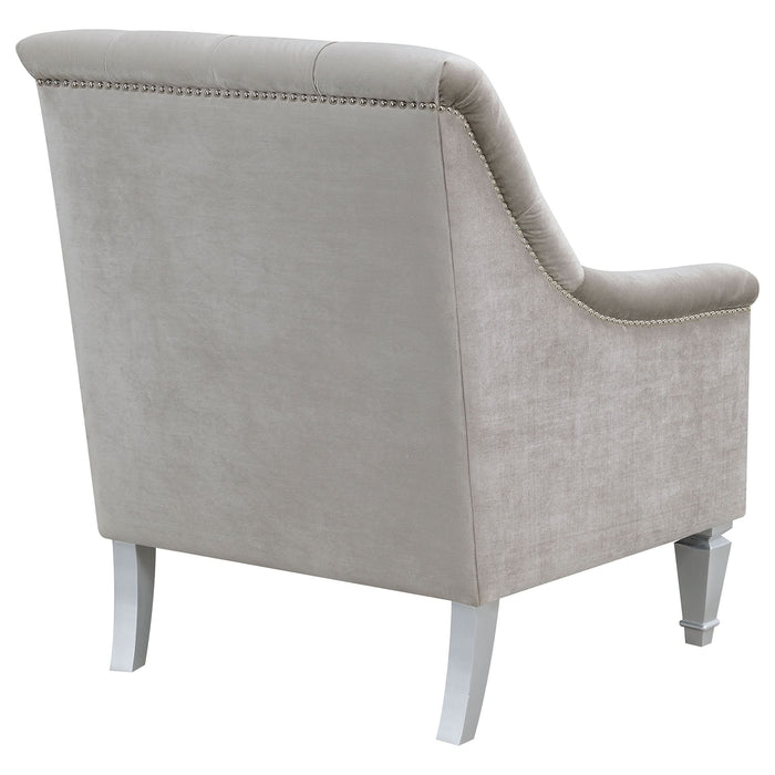 Avonlea Velvet Upholstered Sloped Arm Chair Grey Velvet - Walo Furniture 