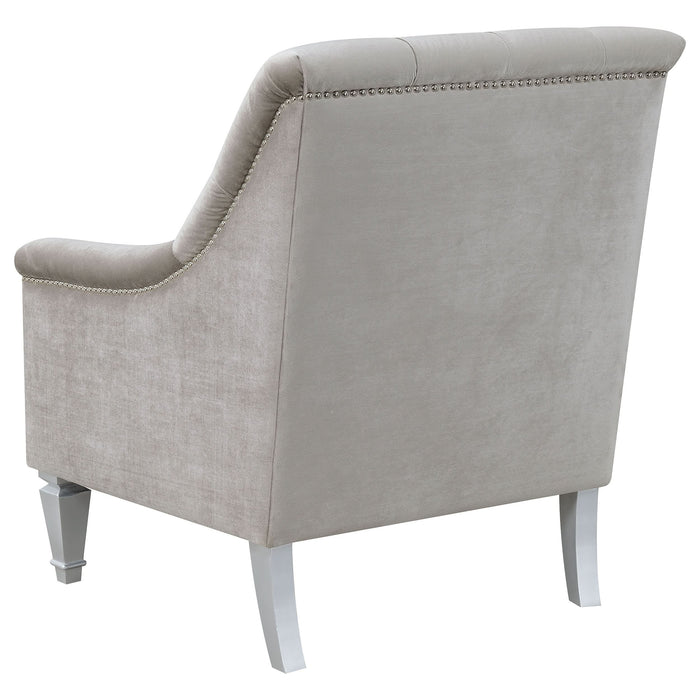 Avonlea Velvet Upholstered Sloped Arm Chair Grey Velvet - Walo Furniture 