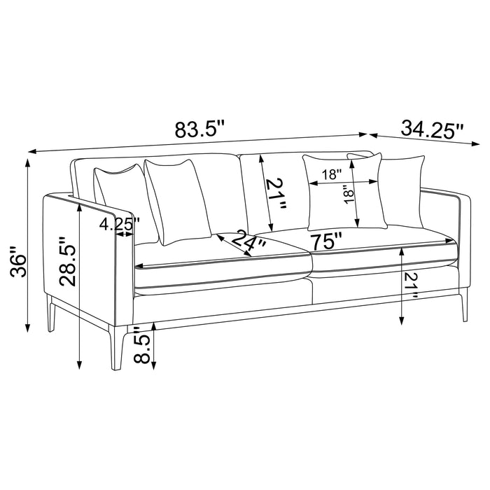 Apperson Upholstered Track Arm Sofa Light Grey - Walo Furniture 