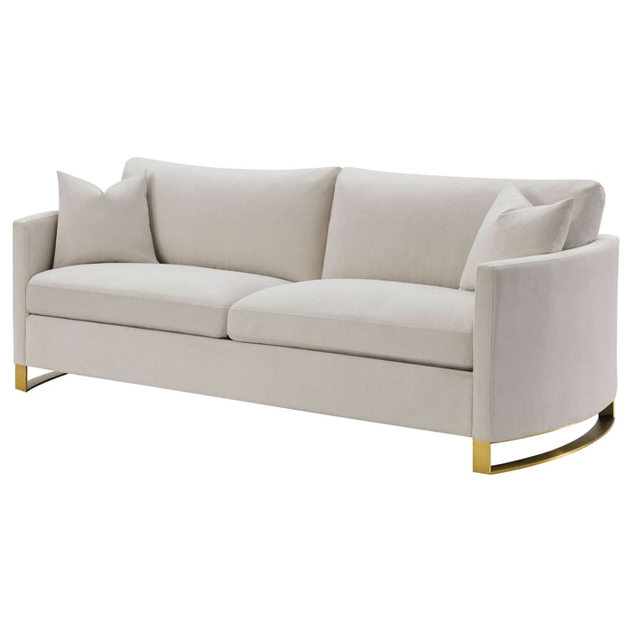 Corliss Upholstered Curved Track Arm Sofa Beige - Walo Furniture 