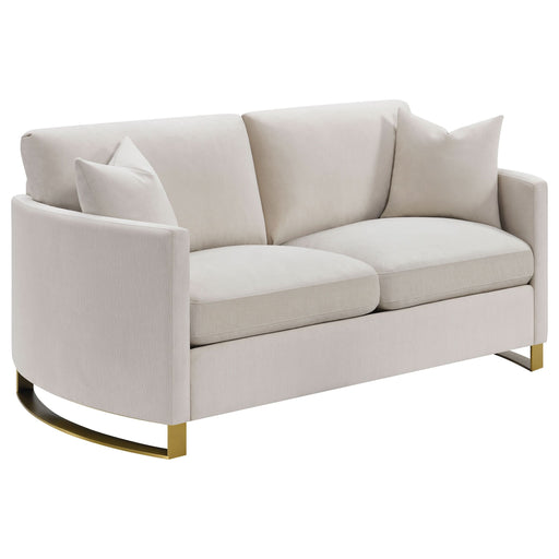 Corliss Upholstered Curved Track Arm Loveseat Beige - Walo Furniture 