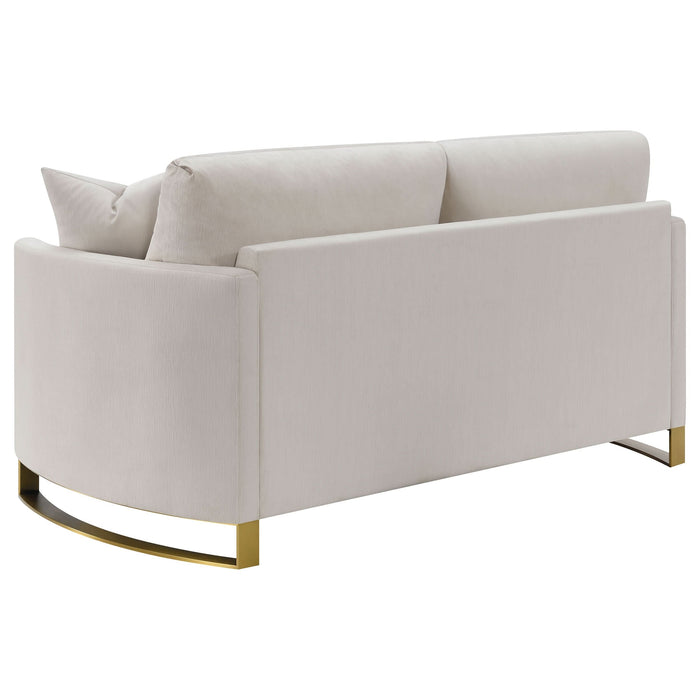 Corliss Upholstered Curved Track Arm Loveseat Beige - Walo Furniture 