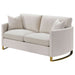 Corliss Upholstered Curved Track Arm Loveseat Beige - Walo Furniture 