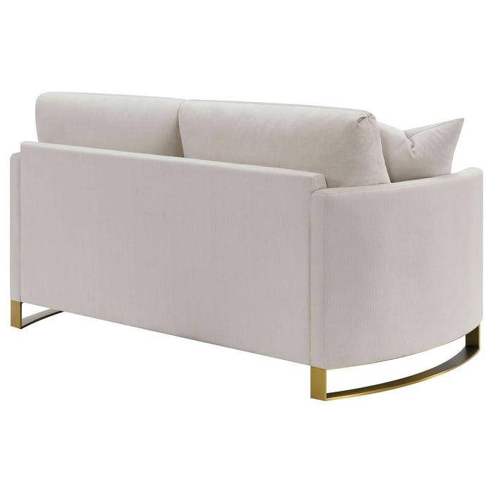 Corliss Upholstered Curved Track Arm Loveseat Beige - Walo Furniture 