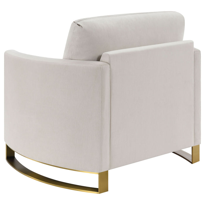 Corliss Upholstered Curved Track Arm Chair Beige - Walo Furniture 