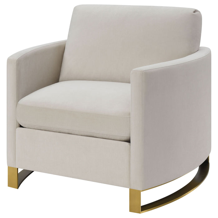 Corliss Upholstered Curved Track Arm Chair Beige - Walo Furniture 