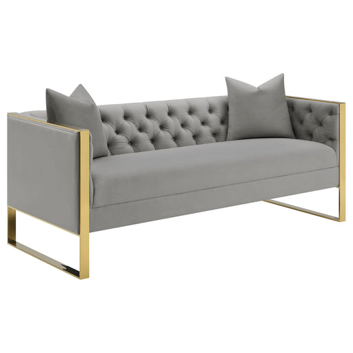 Eastbrook Velvet Upholstered Tufted Sofa Grey - Walo Furniture 