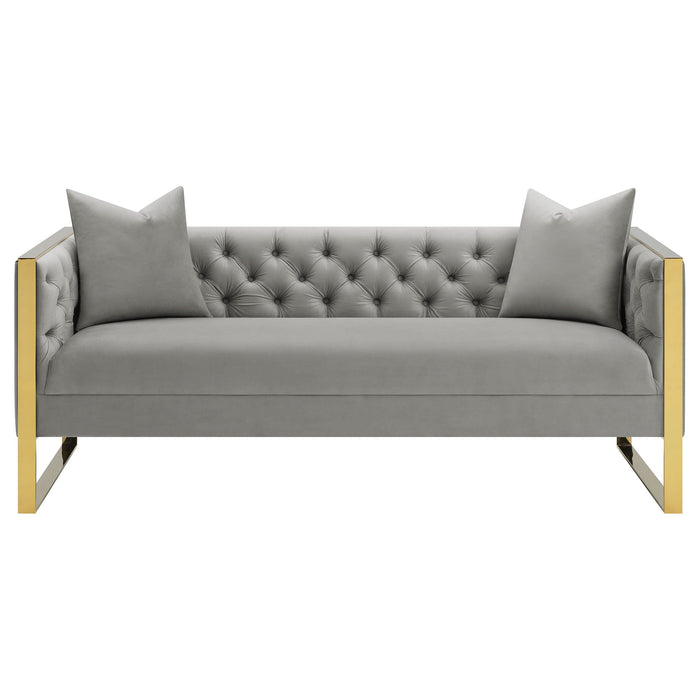 Eastbrook Velvet Upholstered Tufted Sofa Grey - Walo Furniture 