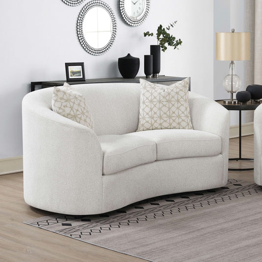 Rainn Boucle Upholstered Sloped Arm Loveseat Latte