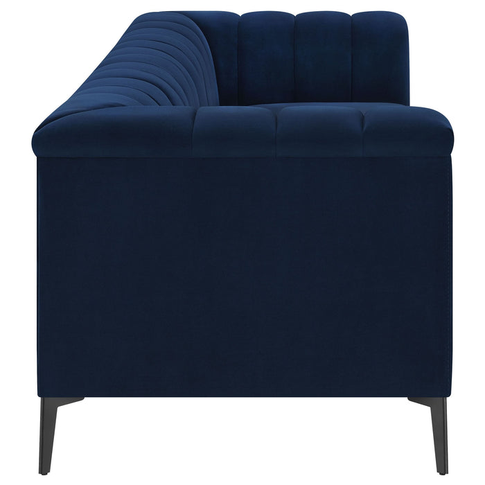 Chalet Upholstered Tuxedo Arm Tufted Sofa Blue - Walo Furniture 