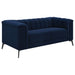 Chalet Upholstered Tuxedo Arm Tufted Loveseat Blue - Walo Furniture 