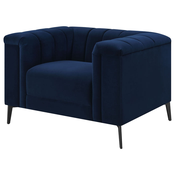 Chalet Upholstered Tuxedo Arm Tufted Chair Blue - Walo Furniture 