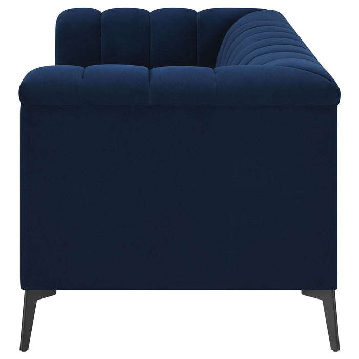 Chalet Upholstered Tuxedo Arm Tufted Loveseat Blue - Walo Furniture 