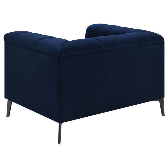 Chalet Upholstered Tuxedo Arm Tufted Chair Blue - Walo Furniture 