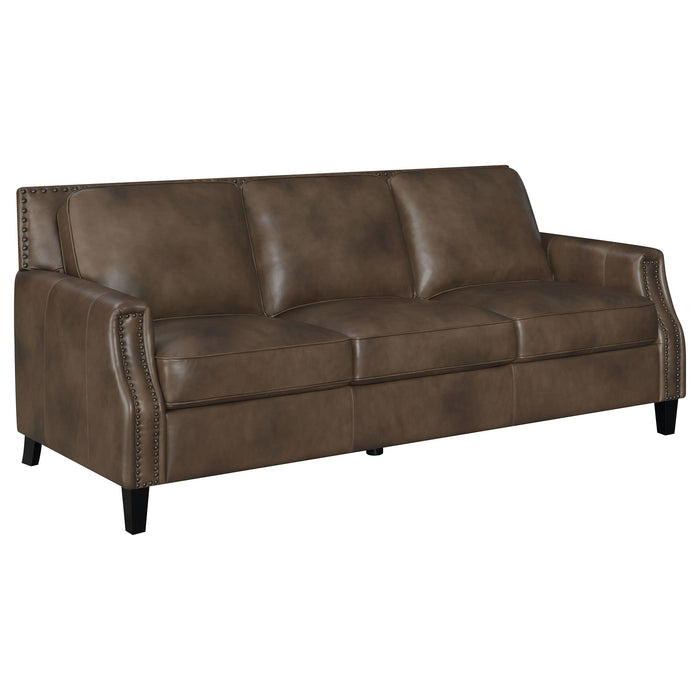 Leaton Upholstered Recessed Arm Sofa Brown Sugar - Walo Furniture 