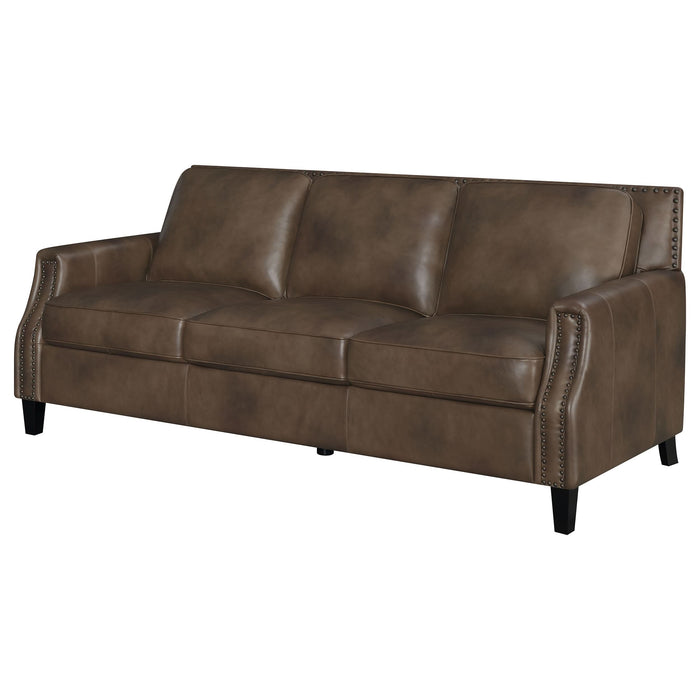 Leaton Upholstered Recessed Arm Sofa Brown Sugar - Walo Furniture 