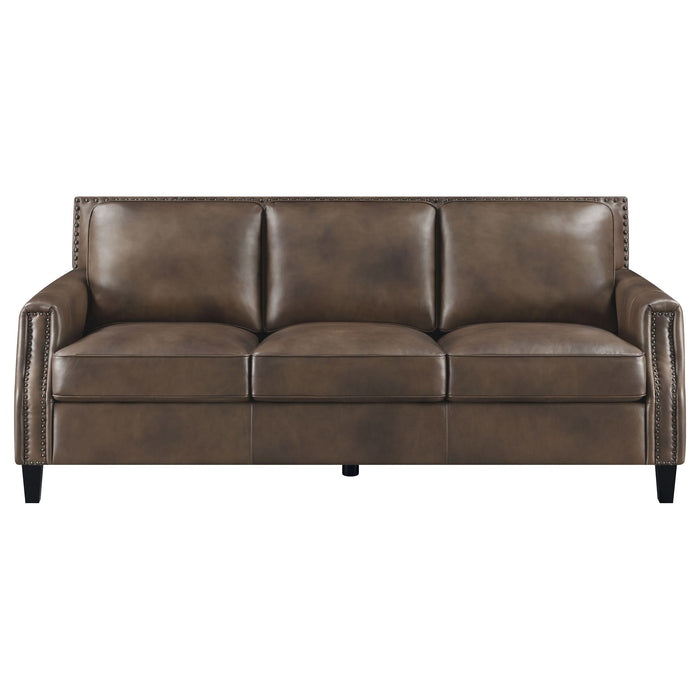 Leaton Upholstered Recessed Arm Sofa Brown Sugar - Walo Furniture 