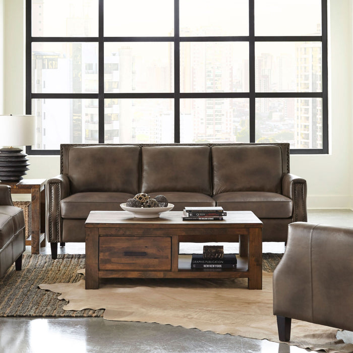 Leaton Upholstered Recessed Arm Sofa Brown Sugar - Walo Furniture 