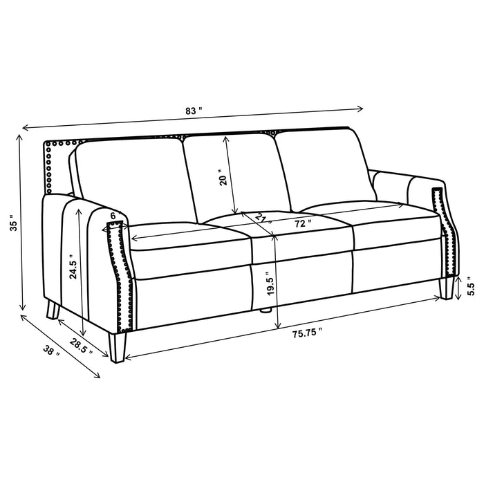 Leaton Upholstered Recessed Arm Sofa Brown Sugar - Walo Furniture 