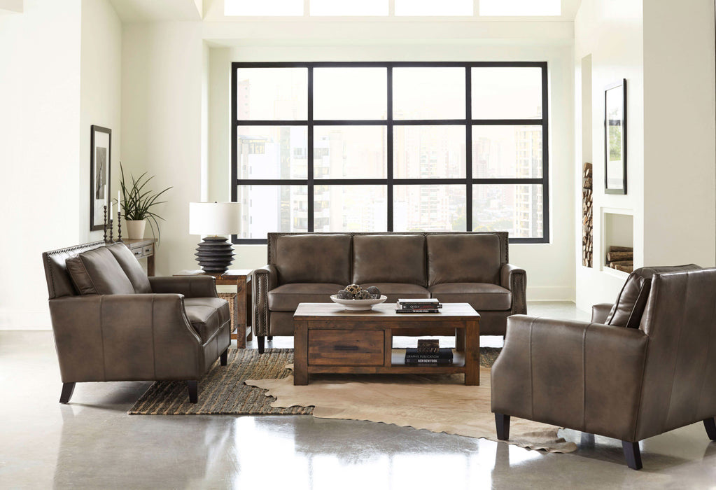 Leaton Upholstered Recessed Arm Sofa Brown Sugar - Walo Furniture 