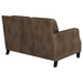 Leaton Upholstered Recessed Arm Loveseat Brown Sugar - Walo Furniture 