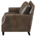 Leaton Upholstered Recessed Arm Loveseat Brown Sugar - Walo Furniture 