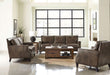 Leaton Upholstered Recessed Arm Loveseat Brown Sugar - Walo Furniture 