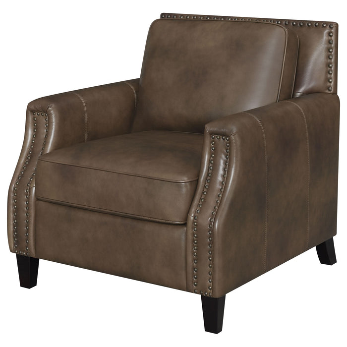 Leaton Upholstered Recessed Arm Accent Chair Brown Sugar - Walo Furniture 