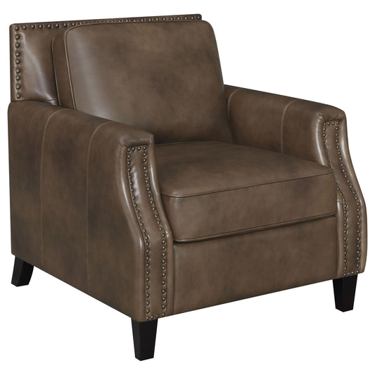 Leaton Upholstered Recessed Arm Accent Chair Brown Sugar - Walo Furniture 