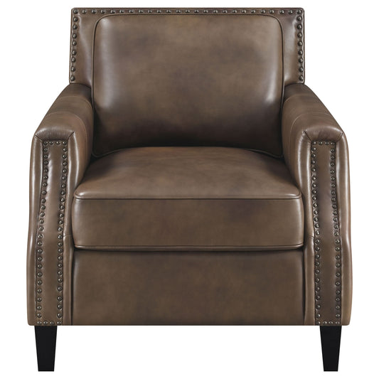 Leaton Upholstered Recessed Arm Accent Chair Brown Sugar - Walo Furniture 