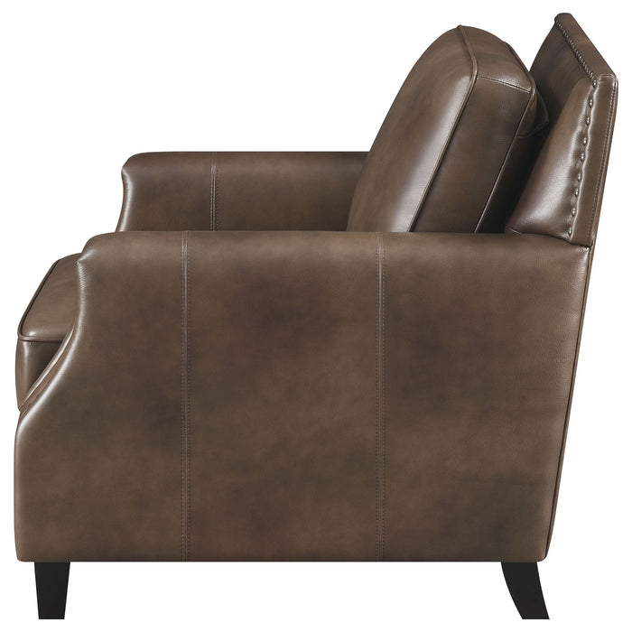 Leaton Upholstered Recessed Arm Accent Chair Brown Sugar - Walo Furniture 