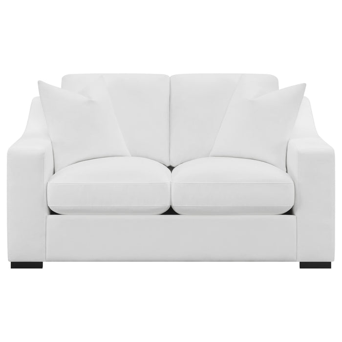 Ashlyn 2-piece Upholstered Sloped Arm Sofa Set White