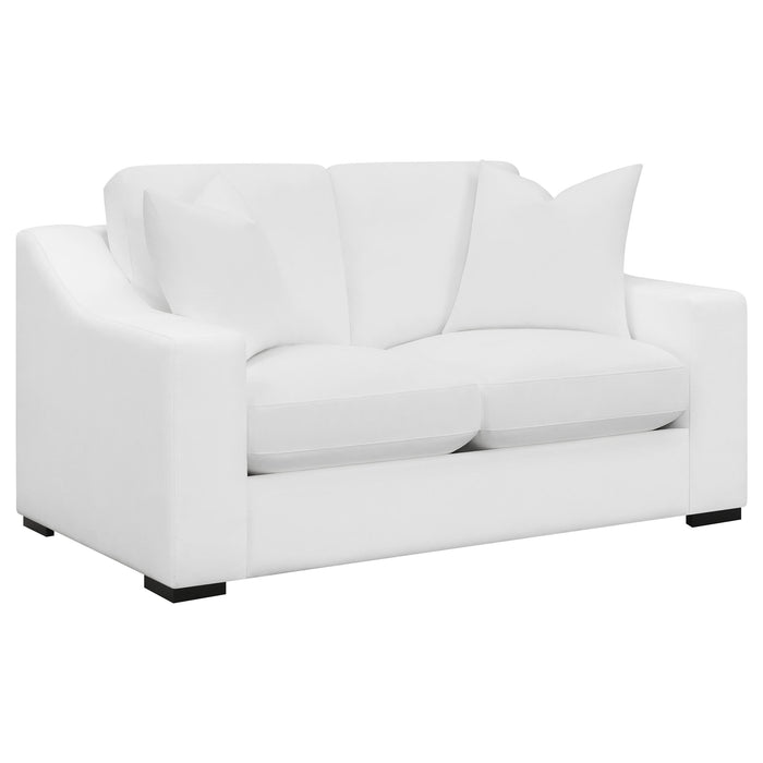 Ashlyn 2-piece Upholstered Sloped Arm Sofa Set White