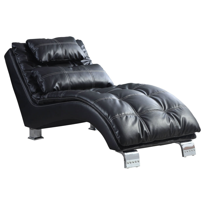 Dilleston Faux Leather Upholstered Tufted Chaise Black - Walo Furniture 