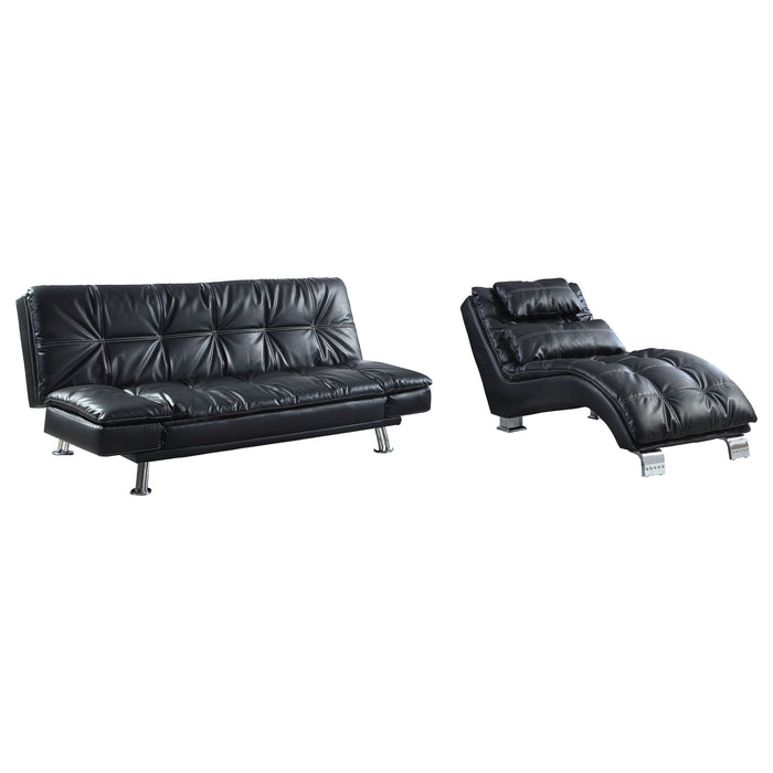 Dilleston Faux Leather Upholstered Tufted Chaise Black - Walo Furniture 